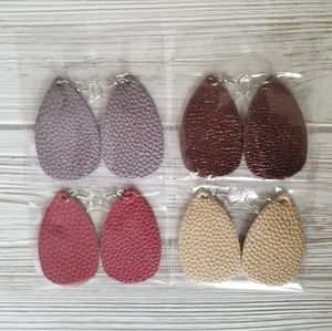 4 Pairs - Faux Leather Earrings
